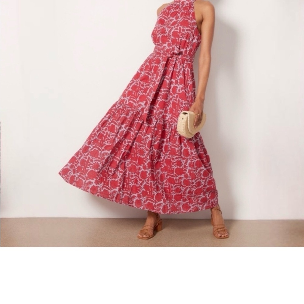 Cleobella Red Halter Floral Maxi Dress